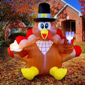 img 4 attached to 🦃 Enhance your Thanksgiving Decor with Joiedomi 6 Feet Inflatable Turkey Eating Pie, equipped with LED lights for an Autumn-inspired Yard Party!