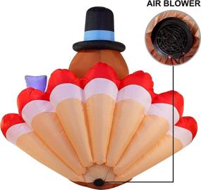 img 1 attached to 🦃 Enhance your Thanksgiving Decor with Joiedomi 6 Feet Inflatable Turkey Eating Pie, equipped with LED lights for an Autumn-inspired Yard Party!