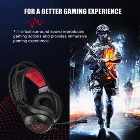 img 1 attached to 🎧 High-Quality PS5 Gaming Headset with 7.1 Surround Sound, Mic Mute, RGB LED Light - PC, Xbox One, PS5, PS4, Nintendo Switch, Mac Compatible (RED)