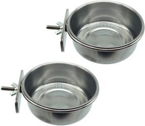 img 4 attached to 🦜 Tfwadmx Bird Feeding Dish Cups: Parrot Food Bowl Holder for Parakeets, African Greys, Cockatiels - 2 Pack