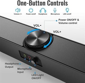 img 3 attached to 🔊 15°Angle Design Desktop Computer Speakers with Headphone & Microphone Jack, NJSJ 3.5mm Aux-in LED RGB Light Stereo Sound Bar Speakers for Laptops, Tablets, Cellphones, TVs, Projectors