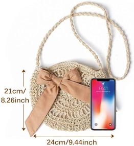 img 3 attached to Kadell Straw Shoulder Bag for Women - Handmade Hemp Rope Crossbody Bag, Perfect for Travel, Outing, and Dating, with Charming Bow Accent - Ideal for Girls and Ladies