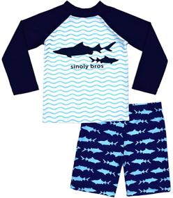 img 4 attached to Kids Two Piece Rash Guard Sunsuit Sets - Long Sleeve Swimwear for Boys