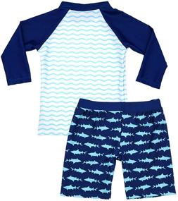 img 3 attached to Kids Two Piece Rash Guard Sunsuit Sets - Long Sleeve Swimwear for Boys