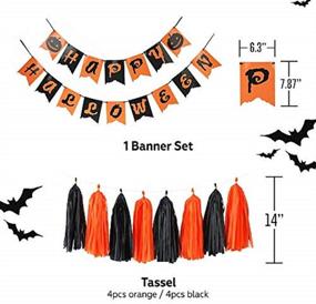 img 1 attached to 🎃 Halloween Party Decorations Set - 21 Pieces for Indoor & Outdoor Use: Witch, Banner, Paper Fan, Pom Pom, Honeycomb Ball, Tassel Garland – Orange and Black Theme for Birthday or Halloween Decor