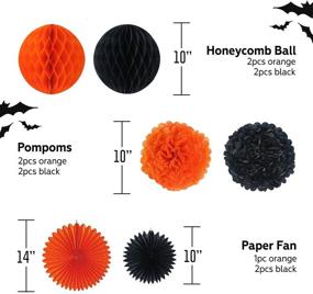 img 2 attached to 🎃 Halloween Party Decorations Set - 21 Pieces for Indoor & Outdoor Use: Witch, Banner, Paper Fan, Pom Pom, Honeycomb Ball, Tassel Garland – Orange and Black Theme for Birthday or Halloween Decor