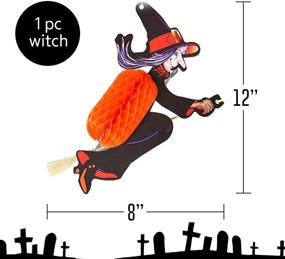 img 3 attached to 🎃 Halloween Party Decorations Set - 21 Pieces for Indoor & Outdoor Use: Witch, Banner, Paper Fan, Pom Pom, Honeycomb Ball, Tassel Garland – Orange and Black Theme for Birthday or Halloween Decor