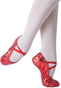 img 2 attached to 🩰 Comfortable and Stylish MSMAX Kid Ballet Flat Leather Dance Shoes for Kids