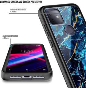 img 2 attached to 📱 NZND T-Mobile REVVL 4 Plus Case with Built-in Screen Protector| Full-Body Protective Shockproof Rugged Bumper Cover| Impact Resistant Durable Phone Case featuring Marble Design in Sapphire