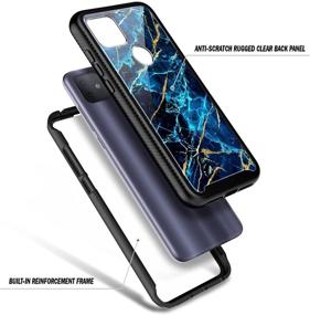 img 1 attached to 📱 NZND T-Mobile REVVL 4 Plus Case with Built-in Screen Protector| Full-Body Protective Shockproof Rugged Bumper Cover| Impact Resistant Durable Phone Case featuring Marble Design in Sapphire