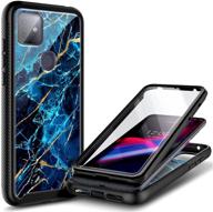 📱 nznd t-mobile revvl 4 plus case with built-in screen protector| full-body protective shockproof rugged bumper cover| impact resistant durable phone case featuring marble design in sapphire logo