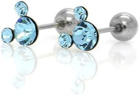 img 3 attached to 🐭✨ CZ-stud Mickey Earrings for Girls' Jewelry and Piercings