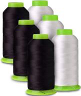 🧵 6-pack of 6000 yards (each) white & black serger cone thread: all-purpose sewing thread polyester spools for serger, overlock, merrow, single needle logo