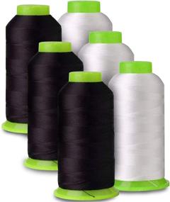 img 4 attached to 🧵 6-Pack of 6000 Yards (Each) White & Black Serger Cone Thread: All-Purpose Sewing Thread Polyester Spools for Serger, Overlock, Merrow, Single Needle