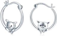 cute animal huggie hoop earrings for women girls – 925 sterling silver pig earrings, ideal for sensitive ears, pig jewelry gifts logo