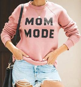 img 3 attached to Versatile and Stylish Mom Mode Pink Crew Neck Sweatshirt for Women - Comfortable Long Sleeve Pullover Blouse for Moms