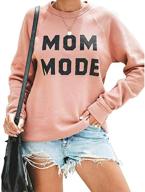 versatile and stylish mom mode pink crew neck sweatshirt for women - comfortable long sleeve pullover blouse for moms logo