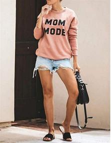 img 2 attached to Versatile and Stylish Mom Mode Pink Crew Neck Sweatshirt for Women - Comfortable Long Sleeve Pullover Blouse for Moms