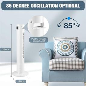 img 2 attached to 🌬️ Kismile 36 inch White Portable Tower Fan: Oscillation, Remote Control, 3 Wind Speeds & Modes, 12H Timer, LED Display – Ideal for Bedroom, Home, Office