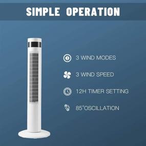 img 1 attached to 🌬️ Kismile 36 inch White Portable Tower Fan: Oscillation, Remote Control, 3 Wind Speeds & Modes, 12H Timer, LED Display – Ideal for Bedroom, Home, Office