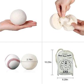 img 2 attached to Wool Dryer Balls 6-Pack: 100% Natural New Zealand Wool, 7CM (2.76 Inches), Reusable Fabric Softener | Reduce Wrinkles, Save Drying Time