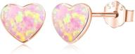 tughra pink opal heart stud earrings | hypoallergenic s925 sterling silver | rose gold plated | ideal gift for girls or women with sensitive ears logo