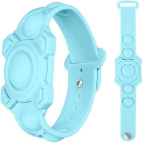 img 4 attached to 🧓 Children and Elderly Silicone AirTag Wristband Case - Anti-Loss Locator Protective Watch Bracelet with Push Pop Bubble Fidget Toys - Compatible with Apple AirTags 2021