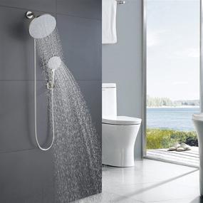 img 2 attached to High-Pressure Shower Head Combo - AMAZING FORCE 10 Inch Rainfall Shower Head and 3-Setting Handheld Shower Head with Self-Cleaning, Adjustable Ball Joint, 79 Inch Hose, Brushed Nickel