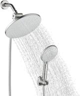 high-pressure shower head combo - amazing force 10 inch rainfall shower head and 3-setting handheld shower head with self-cleaning, adjustable ball joint, 79 inch hose, brushed nickel logo