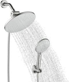 img 4 attached to High-Pressure Shower Head Combo - AMAZING FORCE 10 Inch Rainfall Shower Head and 3-Setting Handheld Shower Head with Self-Cleaning, Adjustable Ball Joint, 79 Inch Hose, Brushed Nickel