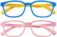 👓 dgege blue light glasses for kids: protect kids' eyes from digital strain with 2 pack of blue light blocking glasses in bluefyellowl/pink design logo