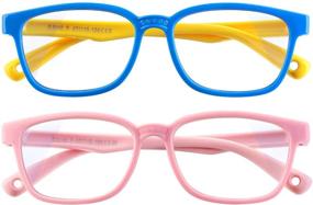 img 4 attached to 👓 DGege Blue Light Glasses for Kids: Protect Kids' Eyes from Digital Strain with 2 Pack of Blue Light Blocking Glasses in BlueFyellowL/Pink Design