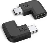 🔌 набор из 2 переходников usb c под углом 90 градусов - 3.1 / 10gbps мужской-женский удлинительный коннектор для macbook pro, nintendo switch, ноутбука, планшета, мобильного телефона, oculus quest link логотип