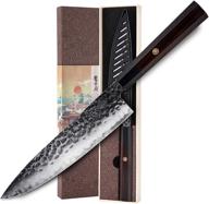 🔪 konoll 8 inch chef knife - 9cr18mov handmade clad steel, ebonywood handle - gyuto kitchen knife (8-inch) логотип