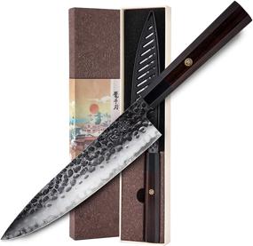 img 4 attached to 🔪 KONOLL 8 Inch Chef Knife - 9CR18MOV Handmade Clad Steel, Ebonywood Handle - Gyuto Kitchen Knife (8-Inch)