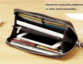 img 2 attached to Large Wallet Clutch Long Leather Cellphone Purse Business Hand Cluth Bag Cell Phone Holster Creit Card Holder Card Lots Case Travel Wallet Gift For Men Women Father Husband Boyfriend (Single-Khaki)