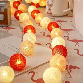 img 2 attached to 🎀 10FT Pink White Byncceh Cotton Ball Fairy String Lights - 20LED Mini Globe Ball String Lights, 3AA/USB Power Supply for Girls Room Party, Mother's Day Decoration, Warm Light