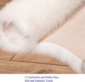 img 3 attached to 🐑 Soft & Luxurious HEBE Faux Fur Sheepskin Rug Runner 2'x4' - Milk White Area Throw Rug for Bedroom, Nursery, and Living Room