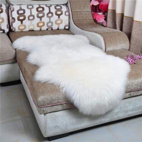 img 4 attached to 🐑 Soft & Luxurious HEBE Faux Fur Sheepskin Rug Runner 2'x4' - Milk White Area Throw Rug for Bedroom, Nursery, and Living Room