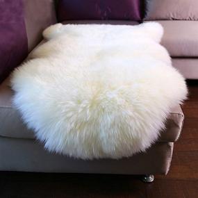 img 2 attached to 🐑 Soft & Luxurious HEBE Faux Fur Sheepskin Rug Runner 2'x4' - Milk White Area Throw Rug for Bedroom, Nursery, and Living Room