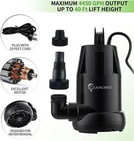 img 2 attached to Lanchez Submersible Utility Pump 0.75 HP | 4450 GPH Flow | Water 🔌 Removal, Drainage Pump for Pool, Garden, Pond, Basement | Transfer Pump with 25-ft Power Cord
