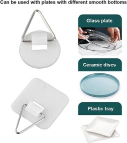 img 1 attached to 25 Round and 25 Square Adhesive Plate Hanger Set for Vertical Home Wall Art Decoration - No Nails Plate Holders for Invisible Mounting