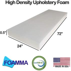 img 2 attached to 🪑 FOAMMA 0.5-inch x 24-inch x 72-inch High Density Upholstery Foam Cushion, Seat Replacement, Upholstery Sheet, Foam Padding - Made in USA!