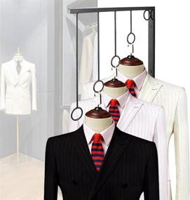 img 1 attached to 👕 Space-Saving Wall Clothing Rack: Kernorv 5-Ring Hanging Garment Rack Set (Black) - Convenient Wall Garment Racks for Organized Clothing Display