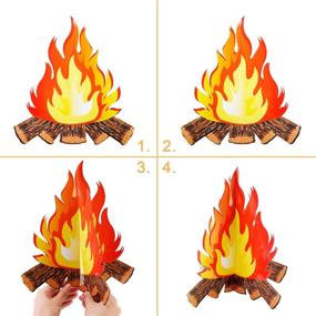 img 2 attached to Captivating 12 Inch Tall Artificial Fire Flame Torches for Campfire Party Decorations - Realistic 3D Decorative Cardboard Centerpiece Set (2 Pack)