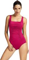 👙 syrokan women's maillot shirred tummy control athletic training one piece swimsuits: look fabulous and confident in and out of the water! logo