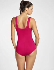 img 3 attached to 👙 SYROKAN Women's Maillot Shirred Tummy Control Athletic Training One Piece Swimsuits: Look Fabulous and Confident in and out of the Water!