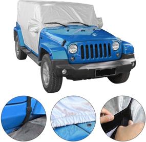 img 3 attached to 🚗 JeCar Waterproof Car Cover for Jeep Wrangler JK JL 4-Door Sport Sahara Rubicon X - All Weather Tail Cover with UV Protection (2007-2021)