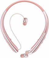 🎧 rose gold retractable bluetooth headphones neckband - premium wireless headsets with noise canceling & mic for iphone, samsung, android, ipad, pc logo