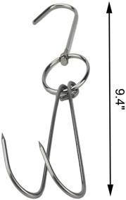 img 3 attached to 🔗 6 Packs of TIHOOD 9.4" Double Meat Hooks: Stainless Steel Roast Duck Bacon Shop Hook for BBQ Grill Hanger & Cooking Tools Accessories